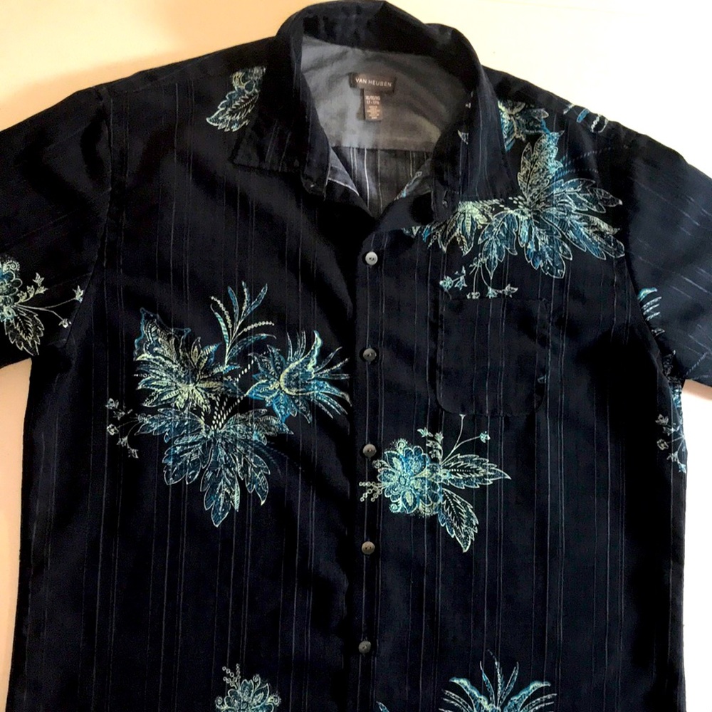 Men’s XL VAN HEUSEN Short Sleeve,Button Down,One Pocket HAWAIIAN TROPICAL Shirt
